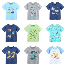2023 sommer Kinder Jungen T-shirts Baumwolle Gestreiften Cartoon Dinosaurier Gedruckt Kleinkind Jungen Tops Kurzarm Kinder Jungen Shirts