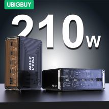 Caricabatterie rapido GaN da 210W Power Delivery a 5 porte PD 3.1 USB C stazione di ricarica Desktop per MacBook Pro, iPad, iPhone, Pixel, Galaxy