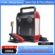 UTRAI Starthilfe, 4-in-1-Pumpe, Luftkompressor, 2000 A, Powerbank, 12 V, digitaler Reifenfüller, 150 PSI, Notbatterie-Boost