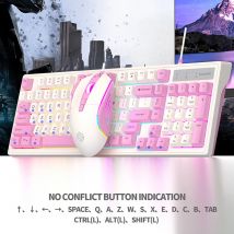Wired Keyboard and Mouse 98key Cream Mechanical Feel Silent Office Mouse Set Girl Keyboard and Mouse for Laptop Ipad Supplies