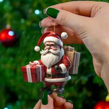 Weihnachten Flache Acryl Hängen Anhänger Cartoon Santa Claus Schneemann Auto Drop Ornamente Frohe Weihnachten Dekor Frohes Neues Jahr 2025