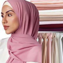 Muslimischen Plain Blase Chiffon Hijab Schal Frauen Schals Lange Tücher Und Wraps Kopf Schal Einfarbig Weiche Seide Gefühl Stirnband