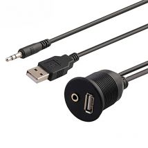 USB 2.0/3.0 i 3.5mm AUX przedłużacz deski rozdzielczej spłukiwane kabel mocowanie panelu do samochodu ciężarówka motocyklowa wodoodporna linka 1m