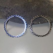 Uhrenteile 38 mm * 32 mm Aluminium-Lünetteneinsatz Blau Schwarz Rallye-Lünetteneinsatz für SKX 6105 6106-7117 6106-7119 Taucheruhr