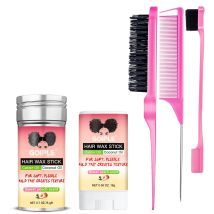 GOIPLE 16+75g Hair Styling Wax Stick Solid Wax for Natural Wig Shaping Pomade Cream & Bristle Brush Pointed Tail Comb Edge Brush