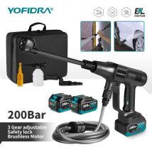 YOFIDRA 6 IN1 Pistola a spruzzo d'acqua per auto ad alta pressione 200Bar Cordless Lavatrice da giardino Pulitore utensile elettrico per batteria 21V 18V