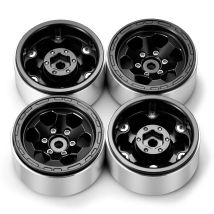 TRINOOD 1.3 inch Aluminum Beadlock Wheel Rim Hub Rubber Tires for 1/24 Axial SCX24 RC Car Upgrade Parts