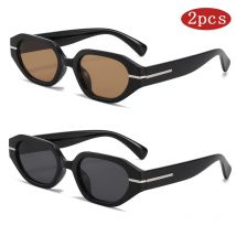 Hiking 2pcs Fashion Rectangle Small Frame Anti Light Glasses Colorful Shades Ins Fashion Women Eyeglasses Trendy Men UV400ar