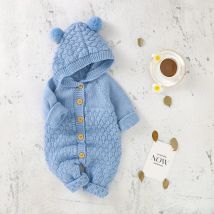 Winter Baby Strampler Kleidung Herbst Feste Kapuze Lange Ärmel Stricken Neugeborenen Jungen Mädchen Overalls Playsuits Einem Stück Infant Insgesamt