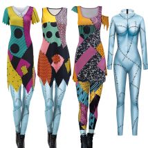 Halloween Sally Suit Cosplay Costume Anime Movie Bodysuit Spandex Jumpsuit Party Carnival Leggings Day of The Dead Zentai Set