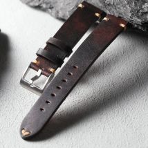 Handgefertigtes italienisches Oberschicht-Rindsleder-Uhrenarmband, 18 mm, 19 mm, 20 mm, 21 mm, 22 mm, Vintage-Lederarmband im Used-Look, magischer Stil