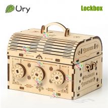URY 3D-Holzpuzzle-Aufbewahrungsbox, Passwort, Schatzkiste, Schließfach, DIY, fortschrittliche Handmontage, Dekoration, Geschenk für Kinder, Mädchen, Erwachsene