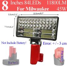 For M12 Lithium Ion Battery Case 8Inch Working Lights Flashlight Torch For Milwaukee 12V Li-ion Battery 48-11-2420 Camping Lamps