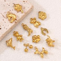 3 Teile/los Nette Kleine Hund Katze Pfote/Süße Kirsche/Tier Charms Edelstahl Kleine 3D Anhänger DIY Halskette ohrring Schmuck Machen