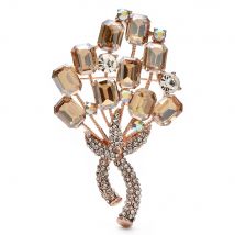 Wuli&baby Charming Crystal Flower Bouquet Brooch Pins 3-color Elegant Plants Brooches For Women's Clothes Hat Gifts