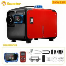 Grzejnik powietrza na olej napędowy 8kW 12V/24V z tłumikami, przełącznikiem LCD i pilotem, ogrzewanie postojowe do samochodu, przyczepy, ciężarówki, grzejnik postojowy na olej napędowy.