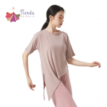 Moderne Tanztraining Top Kleidung Frauen weich locker unregelmäßig Kurzarm modal T-Shirt Kunst Test Leistung Grund kostüm neu