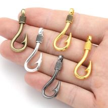 7pcs 5 Colors Fish hook Charms For Bracelet Earring necklace Pendants DIY Handmade Jewelry Accessories Making 36*14mm H07
