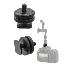 Dual Nut Cold Shoe 1/4 Hot Shoe Mount Holder Adapter Bracket For Double-Layer Camera Hot Shoe Adapter Action Camera Accessories