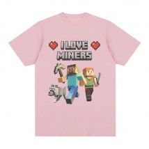 I Love Miners Print T-Shirt Otaku Game Funny Meme T-Shirt Herren Damen Kleidung 100 % Baumwolle Casual Kurzarm Übergroße T-Shirts