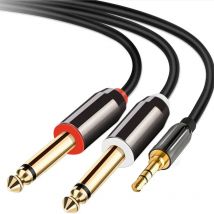 3,5 mm auf Doppel 6,5 mm TRS-Kabel AUX-Adapter Audiokabel 6,5 Klinke auf Stereo 3,5 Klinke für Mixer Verstärker Lautsprecher 6,35 mm Adapter