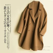 Frauen Woll mantel umdrehen Kragen Zweireiher 100% Wolle Mantel 2024 Herbst Winter Kamel Frauen warmen Mantel Casaco Feminino