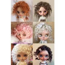 2026 Dula Doll Perücken für Blythe Qbaby, mehrfarbige Mohair-Perücken mit explodierenden Locken, 9-10 Zoll Kopfumfang