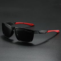 Quadratische polarisierte Retro-Sonnenbrille, leichte Gummi-Tempelspitzen, bequeme Passform für Outdoor- und Freizeit-Unisex-Klassikerbrillen