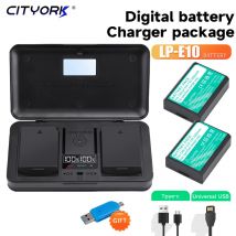 Cityork lpe10 LP-E10 lp e10 akku + speicher box lcd dual ladegerät für canon eos 1100d 1500d 4000d kuss x50/80/90 rebel t3t6 t7