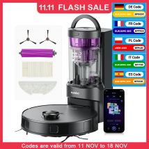 Eureka E20+ 8000 Pa Robot Aspirador Autovaciado, 180 Min de Duración de Batería, DuoDetect AI 3D Evitación de Obstáculos