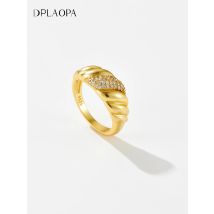DPLAOPA 925 Sterling Silver Pave Zircon CZ Croissant Dome Ring 2021 Wedding Screw Fine Jewelry Fashion Round Wedding Jewels