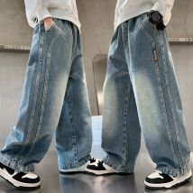 Patchwork Jeans Für Große Jungen Hosen Frühling Herbst Jungen Hosen Kind Baggy Breite Bein Kleidung Teenager Für 120-170 cm