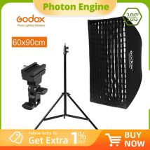 Godox 60*90 cm 24 "* 35" Griglia a nido d'ape Rettangolo Ombrello Softbox Supporto per luce Supporto per scarpe calde Kit staffa per Flash Speedlite