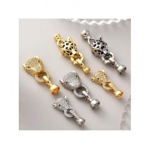 DIY Jewellery Accessories Connector Buckle 18K Gold Plated Silver Copper Zirconia Leopard Head Fastener Necklace Bracelet Making