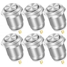 6/12 sztuk 12mm chwilowy przełącznik wciskany 12V wodoodporny przycisk zasilania mały okrągły chromowany metal ze stali nierdzewnej 2pin N/O