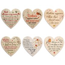 Putuo Decor-Robin Heart Shape Wooden Hanging Sign, Friendship Plaque Crafts, Ornament for Christmas Decor Gifts, Wall Stickers