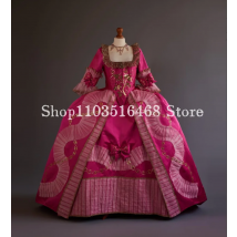 Rokoko-Abschlussballkleid aus dem 18. Jahrhundert, rosafarbenes Edwardian, quadratischer Ausschnitt, halbe Ärmel, Fantasy-Schleifenapplikation, Maskerade, individuell gestaltet
