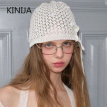 Koreanisches Design, handgehäkelte Rose, Strickmütze, Frühling und Sommer, einfache hohle Schnür-Temperament-Beanie-Mütze