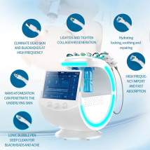 Analizzatore intelligente blu ghiaccio 7 in 1 Macchina facciale multifunzione Diamond Hydra Dermoabrasione facciale acquafaciale