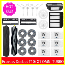 Pezzi di ricambio per aspirapolvere robot Ecovacs Deebot X1 OMNI / T10 OMNI, gomma/spazzola laterale, copertura, filtro Hepa, straccio per mocio, sacchetto per la polvere