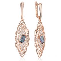 Kienl Hot 585 Rose Gold Color Flower Dangle Earrings for Women Square Colorful Natural Zircon Accessories Daily Fine Jewelry