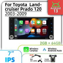 Autoradio stereo da 7 pollici per Toyota Land Cruiser Landcruiser Prado 120 2003-2009, Carplay, 2 Din, Android, unità principale multimediale per auto.