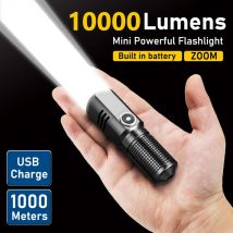 Mini potente torcia a LED da 10000 lumen XHP50 batteria incorporata 3 modalità torcia ricaricabile USB torcia torcia elettrica