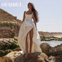 Ärmelloses High-Low-Brautkleid, ärmellos, mit Schleppe, wunderschöne, trägerlose Brautkleider mit offenem Rücken, Vestido De Novia