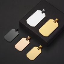 5 teile/los Unisex Edelstahl 2 Größe Rechteck Stanzen Blank ID Erkennungsmarken Anhänger Halskette Schmuck Zeug 4 Farben