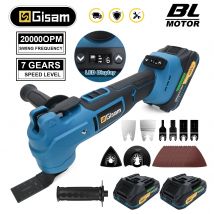 Gisam 7-biegowy bezszczotkowy oscylacyjny multitool 20000 obr./min elektryczna piła do obróbki drewna, dekoracji wnętrz, kompatybilny z akumulatorem Makita 18V