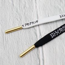 Lacci con lettere giapponesi stampati in bianco nero avanzato Punte in metallo Lacci con estremità 0,8 cm di larghezza Scarpe da ginnastica casual Cavo con coulisse in poliestere