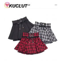 Massenproduzierte karierte kurze kurze Röcke im japanischen Stil für Damen, Sommer-Doppelschicht-Riemen, Spitze, Spleißen, Rock mit hoher Taille