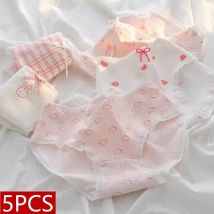 5 sztuk/zestaw bawełniana bielizna śliczna kokardka dziewczęce figi majtki damskie oddychające kalesony kobiece seksowna koronkowa bielizna M-XL gorąca sprzedaż