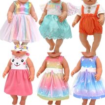 Puppenkleidung für 43-cm-Neugeborenenpuppen und amerikanische Puppenzubehör, modisches Gazekleid, Schleifenkleid